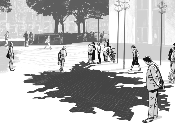 Black and white visualization of the ground monument