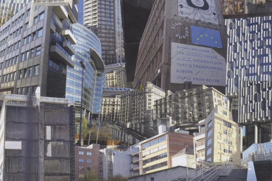 Collage aus Ansichten von Hochhausfronten