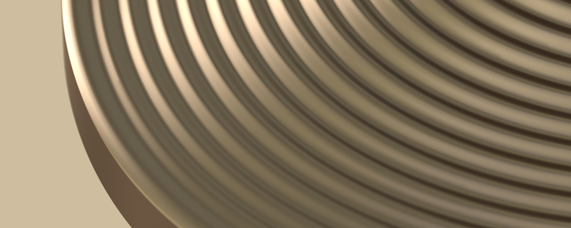 An abstract close-up view of a bronze sculpture showing various layers on a round form.